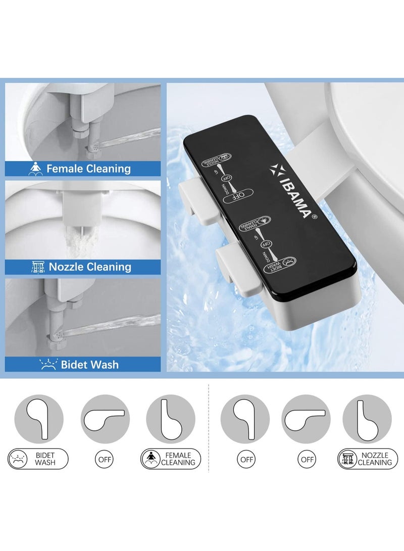 ECVV Toilet Bidet Non-Electric Mechanical Water Sprayer Toilet Seat Compatible Attachable Bidet- Dual Nozzle, Black Color - Image 2