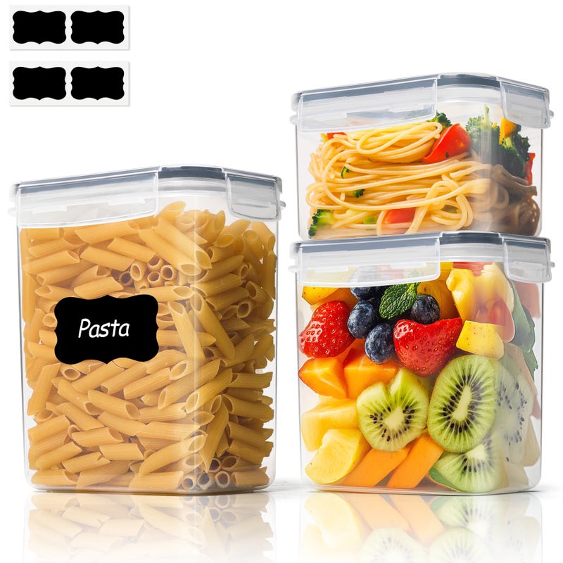 ComSaf Food Storage Containers with Lids Set of 3 (2L/2.1Qt) (1.4L/1.5Qt) (0.8L/0.8Qt), Airtight Food Storage Container, Plastic Canister Sets for Kitchen, Pantry Organizer for Sugar, Cereal and Snack - Image 1