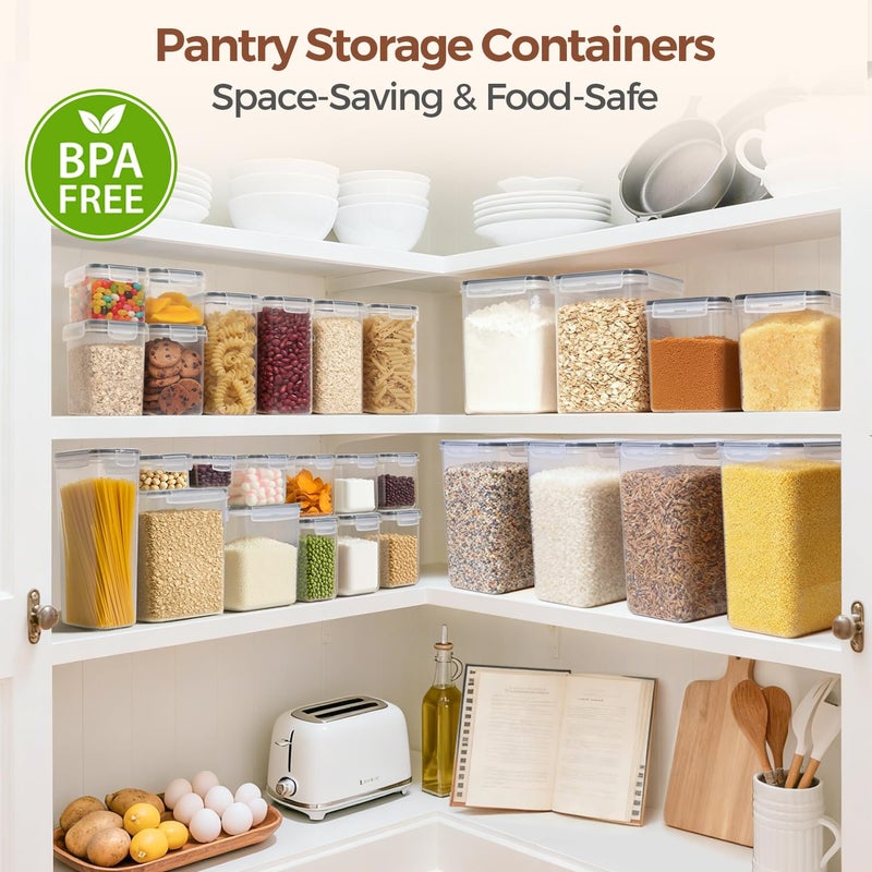 ComSaf Food Storage Containers with Lids Set of 3 (2L/2.1Qt) (1.4L/1.5Qt) (0.8L/0.8Qt), Airtight Food Storage Container, Plastic Canister Sets for Kitchen, Pantry Organizer for Sugar, Cereal and Snack - Image 5