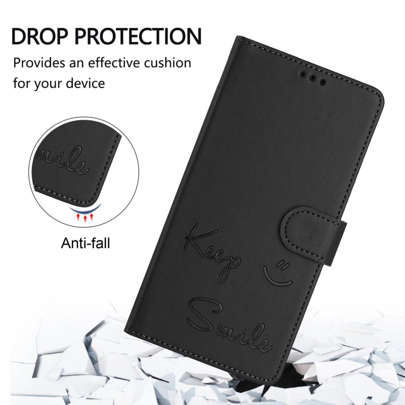 إيروريكس جراب هاتف جلدي بنقش ابتسامة بتقنية RFID لهاتف Realme 14x Global / V70 5G / C75 5G (أسود) - Image 5
