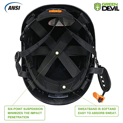 GREEN DEVIL Safety Helmet Hard Hat Adjustable Lightweight Vented ABS Work Helmet for Men and Women 6-Point Suspension ANSI Z89.1 Approved Ideal for Industrial & Construction - Image 5