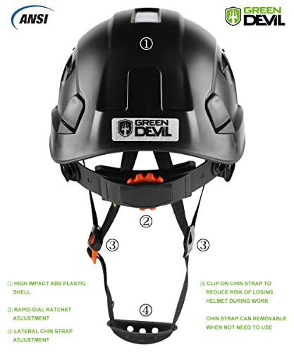 GREEN DEVIL Safety Helmet Hard Hat Adjustable Lightweight Vented ABS Work Helmet for Men and Women 6-Point Suspension ANSI Z89.1 Approved Ideal for Industrial & Construction - Image 4