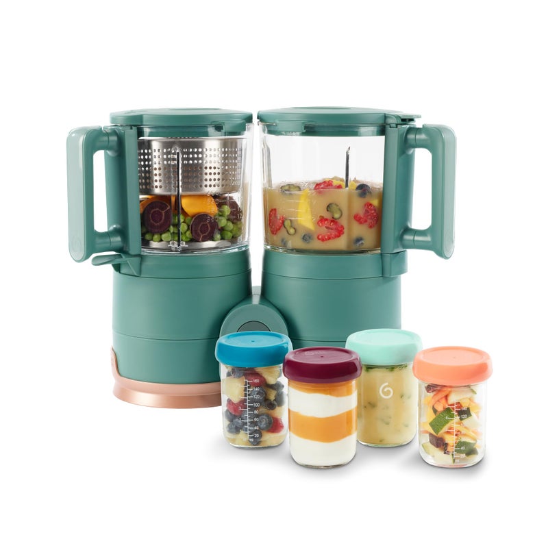babymoov Babymoov Duo Meal Glass Exclusive Bundle EcoFriendly Baby Food Maker with NonToxic Glass Steamer Blender Stainless Steel Basket XL Capacity Set of 4 Glass Containers Included 