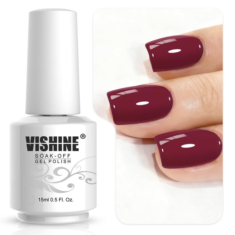 Vishine Gelpolish Professional Manicure Salon UV LED Soak Off Gel Nail Polish Varnish Color Dark Red(1336) - Image 2