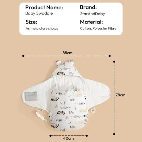 StarAndDaisy Baby Swaddle Wrap for Newborn 0–9 Months, Baby Sleeping Bag Or Blanket, Muslin Swaddle for New Born Baby for All Season (Boys & Girls)-Rainbow Print - Image 5