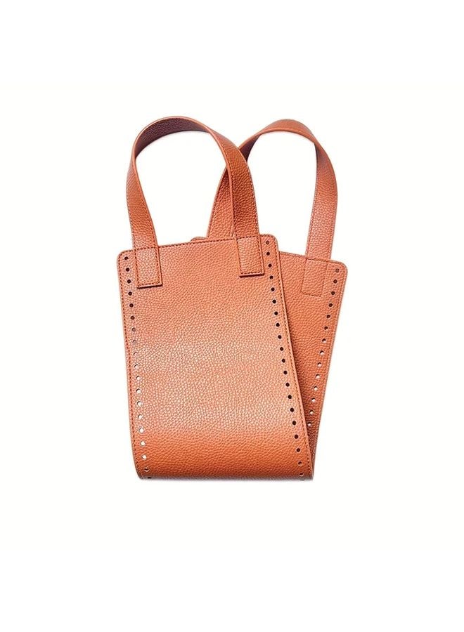 Brown DIY Woven Bag Accessories Faux Leather Body And Strap Hook Handbag Materials - Image 1