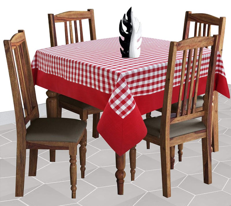AIRWILL Cotton Checkered Pattern 4 Seater Table Cloth Pack of 1 pc (Red) - Image 1