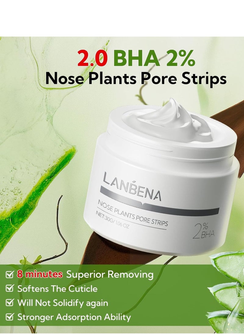 LANBENA Nose Plants Pore Strips 2.0,Upgraded Blackhead Remover Mask with Salicylic Acid, Amazonian White Clay, Pore Cleanser Purifying Peel off Face Mask with 60 PCS Strips, Peel Off  Mask Nose Strips Aloe Facial Mask 30g  - Image 3
