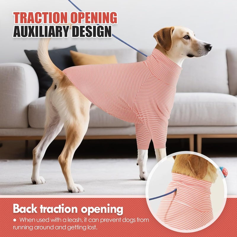 Coppthinktu Recovery Suit for Dogs After Surgery Female Male Dog Onesie with Sleeve for Small Medium Large Pets, Neuter Spay Body Suit Pajama Prevent Licking Surgical Wound with Leash Hole Pink Stripes - Image 5