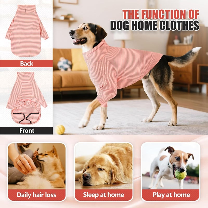Coppthinktu Recovery Suit for Dogs After Surgery Female Male Dog Onesie with Sleeve for Small Medium Large Pets, Neuter Spay Body Suit Pajama Prevent Licking Surgical Wound with Leash Hole Pink Stripes - Image 2