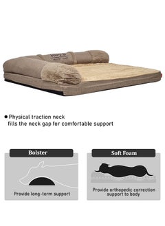 MAJIBAO Memory foam XL dog bed with bolsters for all sized dogs, Perfect comfort orthopedic sofa bed with removable washable cover, Nonskid bottom 80 cm L (Khaki)  - Image 4