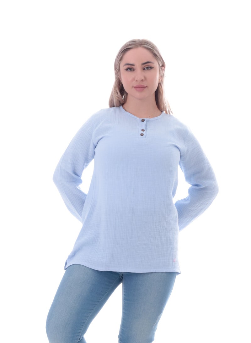 بيبو بلوزة حريمي سادة اكمام طويلة - Image 1