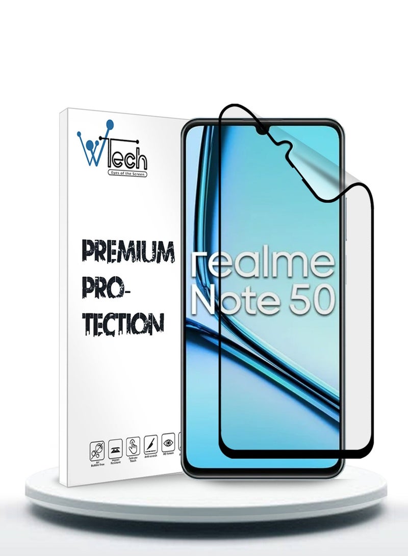 Wtech Realme Note 50 4G 2024 Nano Ceramic Full Glue Full Cover Matte Flexible Screen Protector (MSCNMN) - Clear/Black - Image 1