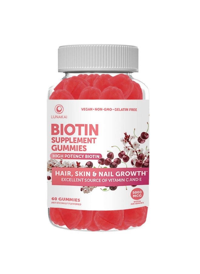 LUNAKAI Vegan Biotin Gummies Hair Skin And Nails Vitamins With Vitamin C And E Nongmo No Corn Syrup Gummy Supplements For Women Promotes Natural Collagen Keratin And Hair Growth 30 Day Supply  - Image 2