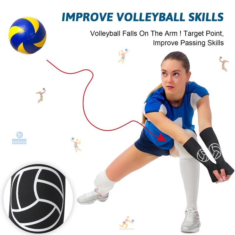 Minatee Volleyball Arm Sleeves Passing Hitting Forearm Sleeves with Protection Pads and Thumb Hole for Youth Girls Kids Women(2 Pairs,12 Inch) - Image 4
