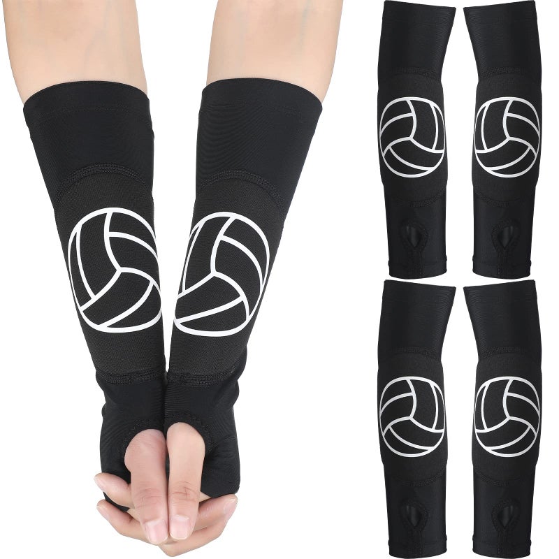 Minatee Volleyball Arm Sleeves Passing Hitting Forearm Sleeves with Protection Pads and Thumb Hole for Youth Girls Kids Women(2 Pairs,12 Inch) - Image 1