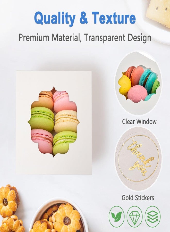Shallive 4-Inch Small Cookie Boxes 25 Pcs White - Bakery Treat Boxes with Window for Gifting, To-go Containers for Cake Slice, Macarons, Donuts 4x4x2.5 - Image 4