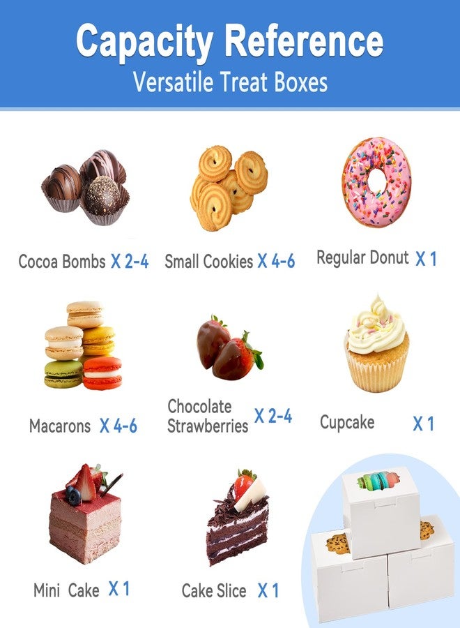 Shallive 4-Inch Small Cookie Boxes 25 Pcs White - Bakery Treat Boxes with Window for Gifting, To-go Containers for Cake Slice, Macarons, Donuts 4x4x2.5 - Image 5