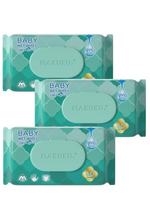 Baby Water Wipes | Unscented and Hypoallergenic | 180 Wet Wipes