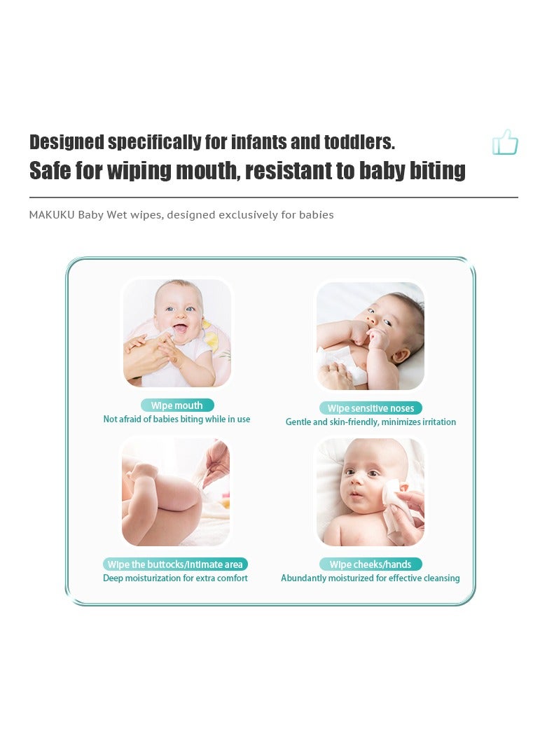 Makuku مناديل مبللة للأطفال من ماكوكو، مناديل مائية بنسبة 99%، مناديل مبللة للأطفال والرضع، غير معطرة ولا تسبب الحساسية للبشرة الحساسة، قريبة من درجة حموضة الجلد، 180 منديلًا (عبوة من 3 قطع) - Image 3