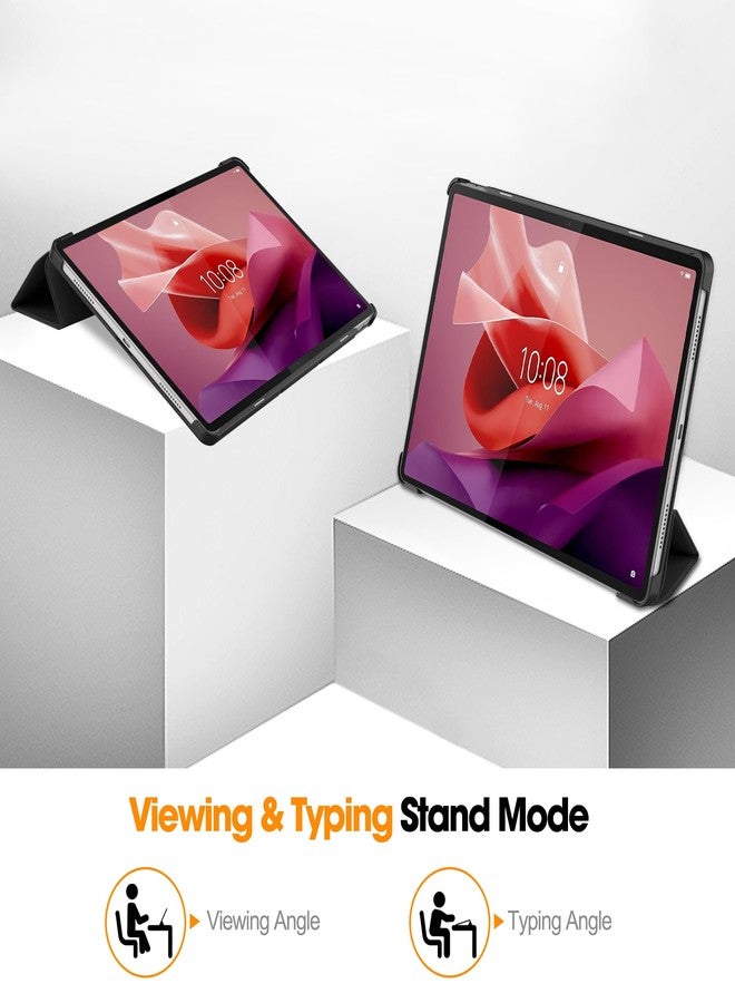 Gylint جراب Gylint لجهاز Lenovo Tab P12 Pro (الجيل الثاني) 12.7 بوصة 2024، جراب قابل للطي فائق النحافة من الجلد الصناعي الذكي مع حامل لجهاز Lenovo Tab P12 Pro (الجيل الثاني) / P12 / Xiaomi Pad Pro 12.7 بوصة، أسود - Image 3