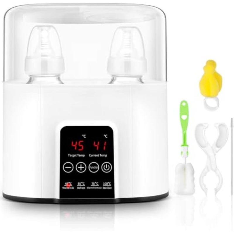Oasisgalore 6 in 1 Baby Bottle Warmer Sterilizer, Feeder Sterilizer Milk Warmer Formula Baby Food Steamer with Cleaning Brush and Safe Auto-shutoff Timer Temperature Control BPA-Free Baby Food Heater - Image 1