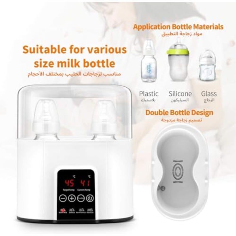 Oasisgalore 6 in 1 Baby Bottle Warmer Sterilizer, Feeder Sterilizer Milk Warmer Formula Baby Food Steamer with Cleaning Brush and Safe Auto-shutoff Timer Temperature Control BPA-Free Baby Food Heater - Image 4