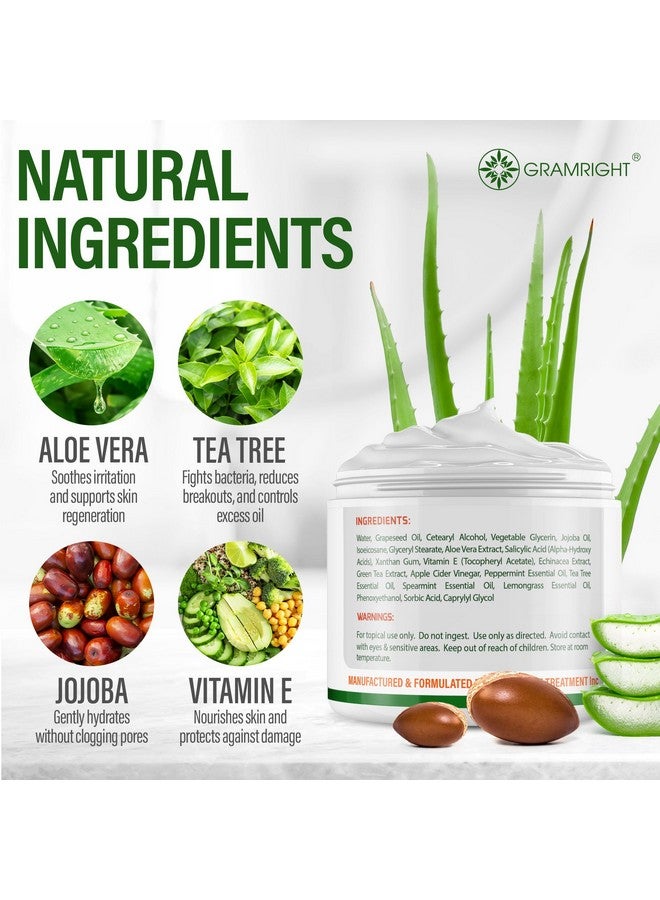 GRAMRIGHT Acne Treatment Face Cream - Acne Spot Treatment for Face & Acne Dots - Tea Tree Oil for Acne - Natural Cystic Acne Treatment -Made in USA- For All Skin Types - Acne Scar Cream & Pimple Remover 4 fl.oz - Image 2