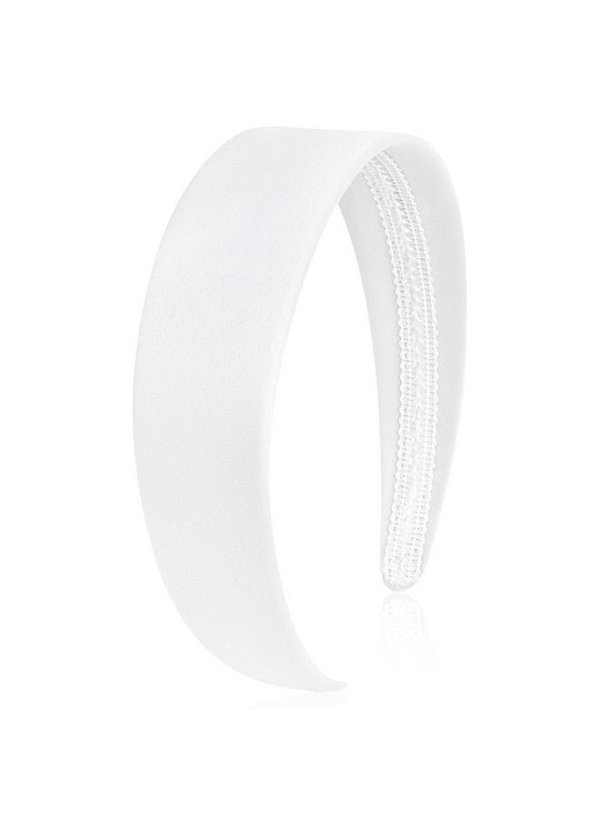Wecoe White Headband Women 1.6 Inch Wide Matte Satin Headband Women Non Slip Fashion Plain Head Band Solid Hair Band DIY Holiday Hair Accessories for Women Girls Diademas Para Mujer Gifts - Image 1
