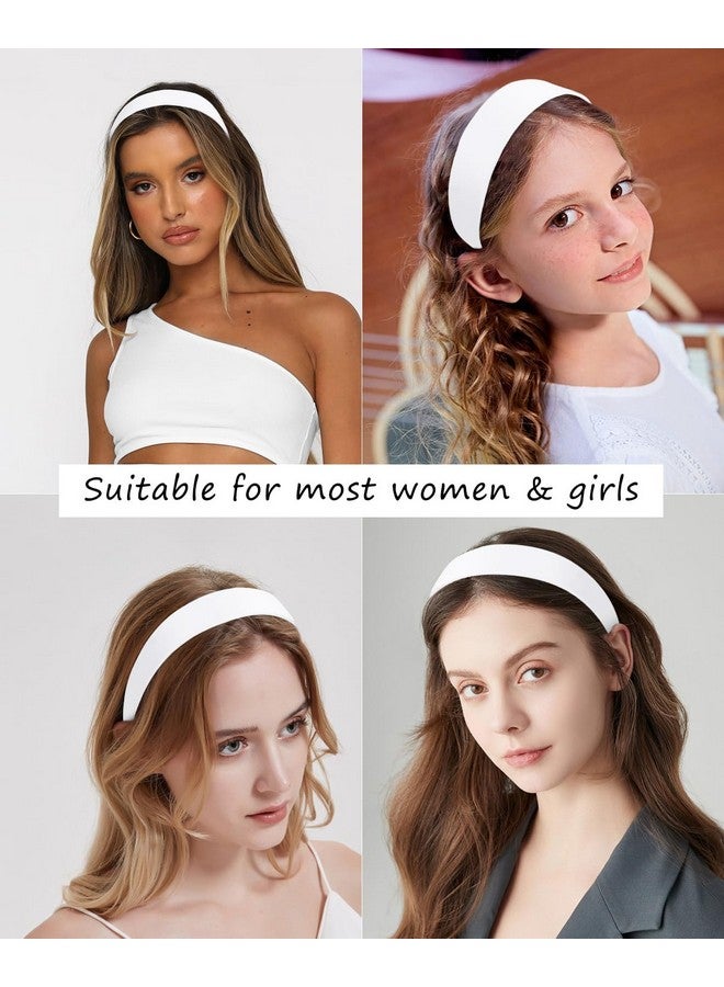 Wecoe White Headband Women 1.6 Inch Wide Matte Satin Headband Women Non Slip Fashion Plain Head Band Solid Hair Band DIY Holiday Hair Accessories for Women Girls Diademas Para Mujer Gifts - Image 2