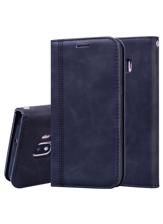 Generic Case Cover For Samsung Galaxy J2 Core Frosted Business Magnetic Horizontal Flip PU Leather Case with Holder & Card Slot & Lanyard Black 