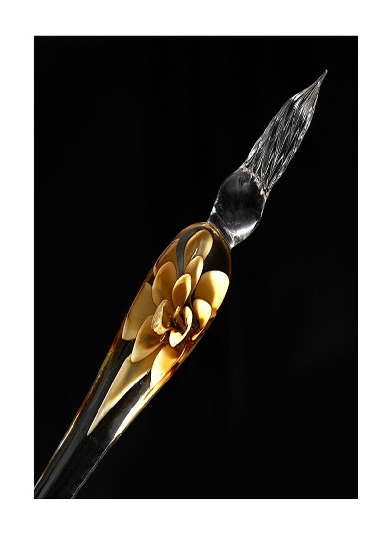 قلم حبر زجاجي عتيق مع حبر وصندوق هدايا للمكاتب - Image 3