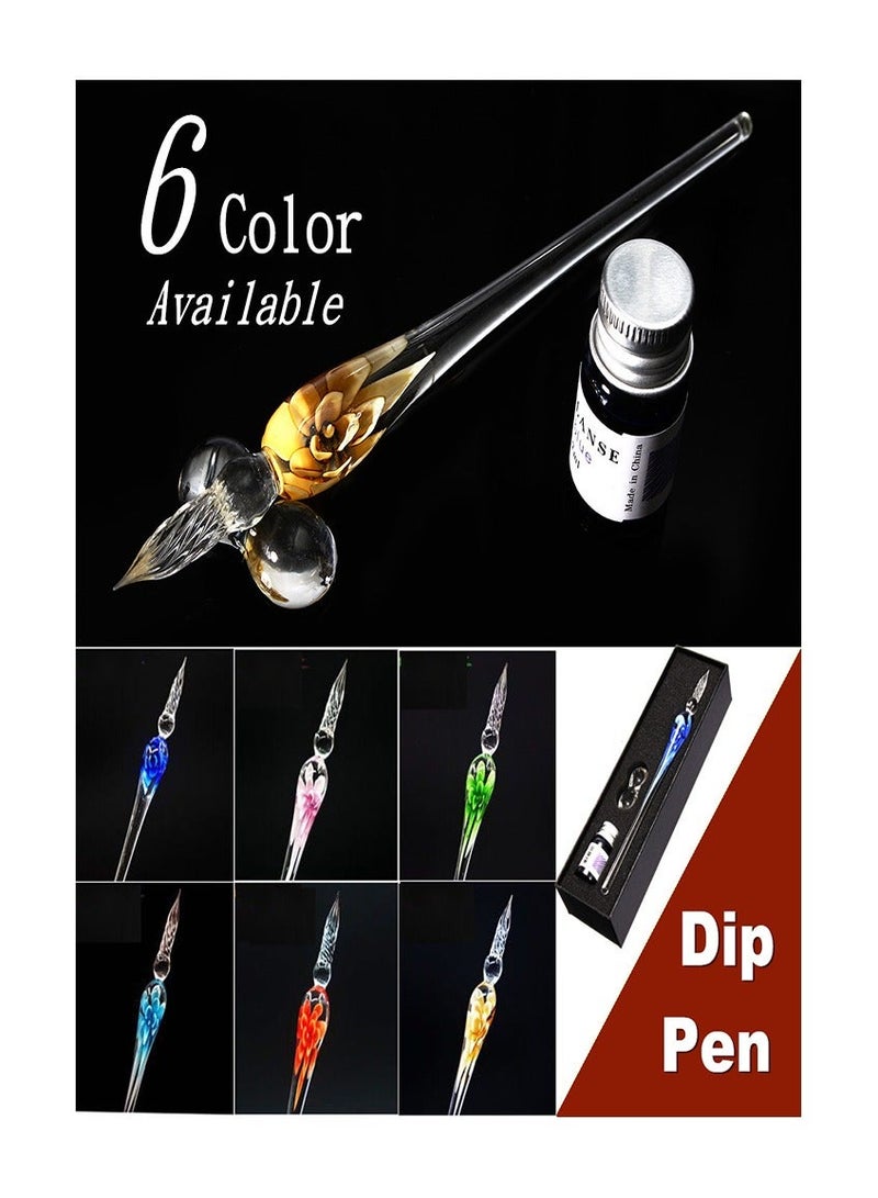 قلم حبر زجاجي عتيق مع حبر وصندوق هدايا للمكاتب - Image 5