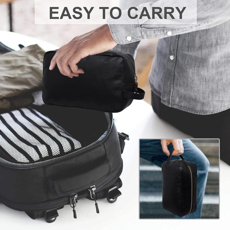RUBAB MEN Genuine Leather Toiletry Kit & Travel Pouch for Men | Premium Accessory & Shaving Bag with Pocket Compartments Inside | Bomber Edition - Hand-Stitched in India - Image 4