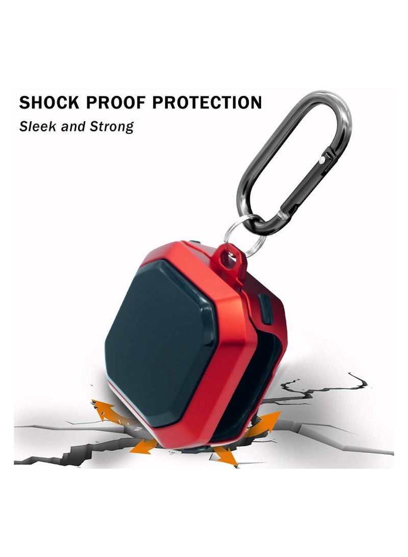 ELMO3EZZ Armored Case with Secure Lock for Samsung Galaxy Buds Pro 2 / Buds Pro Case / Buds Live / Buds 2 Full Body Hard Case for Men Women with Keychain #Red - Image 4