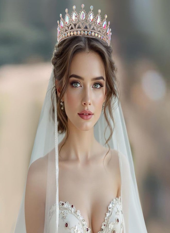 FORSEVEN Tiaras and Crowns for Women Hairband- Wedding and Birthday Party Princess Crown Hair Accessories - Bride Rhinestone Headband（Colorful AB） - Image 2