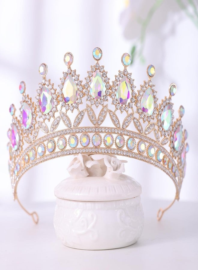 FORSEVEN Tiaras and Crowns for Women Hairband- Wedding and Birthday Party Princess Crown Hair Accessories - Bride Rhinestone Headband（Colorful AB） - Image 5