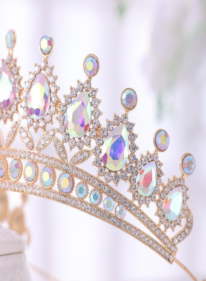 FORSEVEN Tiaras and Crowns for Women Hairband- Wedding and Birthday Party Princess Crown Hair Accessories - Bride Rhinestone Headband（Colorful AB） - Image 4