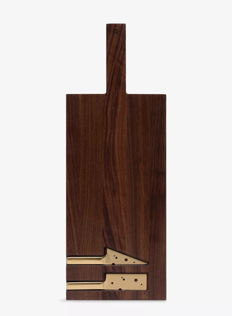 لوح جبن مع سكاكين من ماركة Woodsea مقاس 55 سم × 20 سم  - Image 1