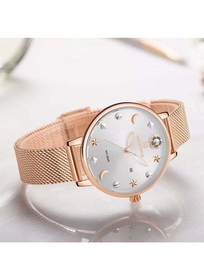 NIBEMINENT women Water Resistant Analog Watch NF5009 RG/W - Image 5
