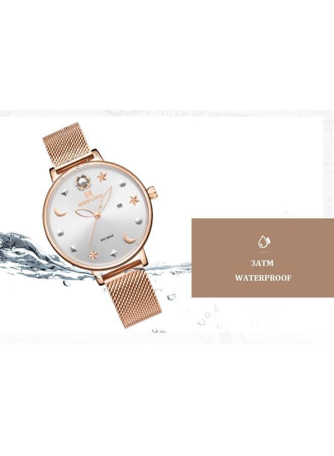NIBEMINENT women Water Resistant Analog Watch NF5009 RG/W - Image 3