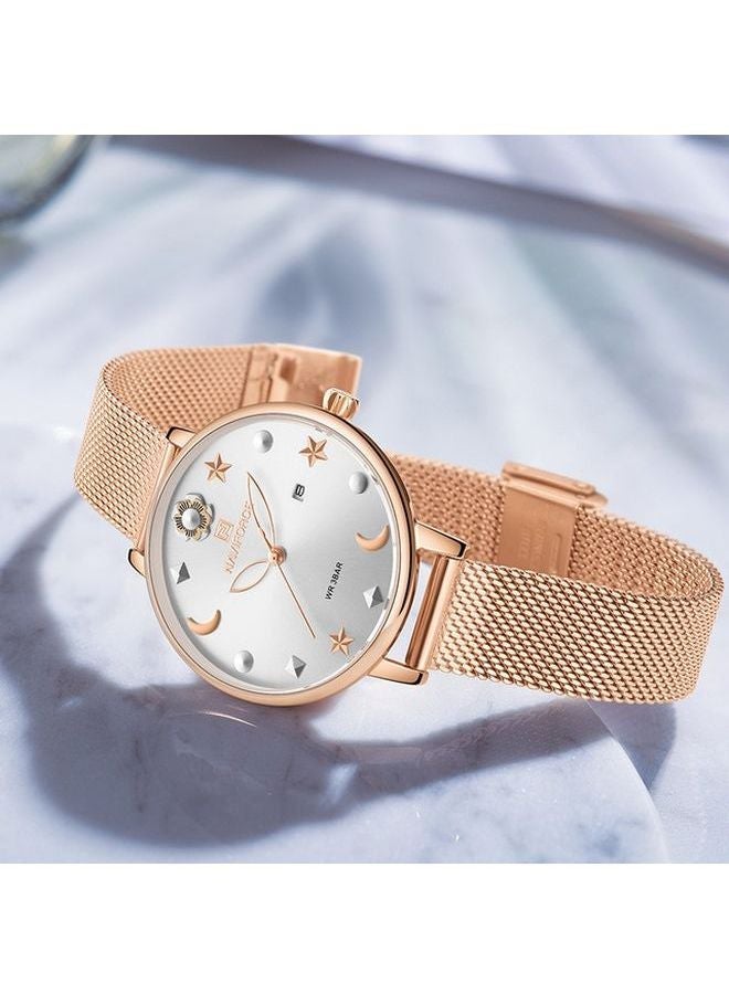 NIBEMINENT women Water Resistant Analog Watch NF5009 RG/W - Image 4