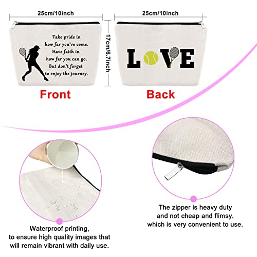 Sfodiary Tennis Gifts Makeup Bag Inspirational Gifts for Tennis Player Lover Cosmetic Bag Birthday Graduation Presents for Girls Daughter Sister Niece Travel Toiletry Pouch Christmas Friendship Keepsake - Image 2
