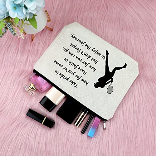 Sfodiary Tennis Gifts Makeup Bag Inspirational Gifts for Tennis Player Lover Cosmetic Bag Birthday Graduation Presents for Girls Daughter Sister Niece Travel Toiletry Pouch Christmas Friendship Keepsake - Image 4