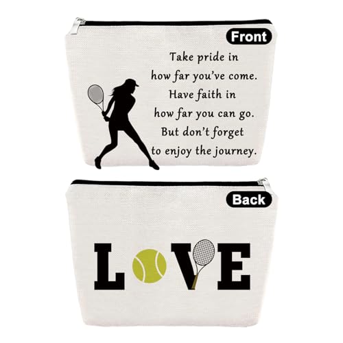 Sfodiary Tennis Gifts Makeup Bag Inspirational Gifts for Tennis Player Lover Cosmetic Bag Birthday Graduation Presents for Girls Daughter Sister Niece Travel Toiletry Pouch Christmas Friendship Keepsake - Image 1