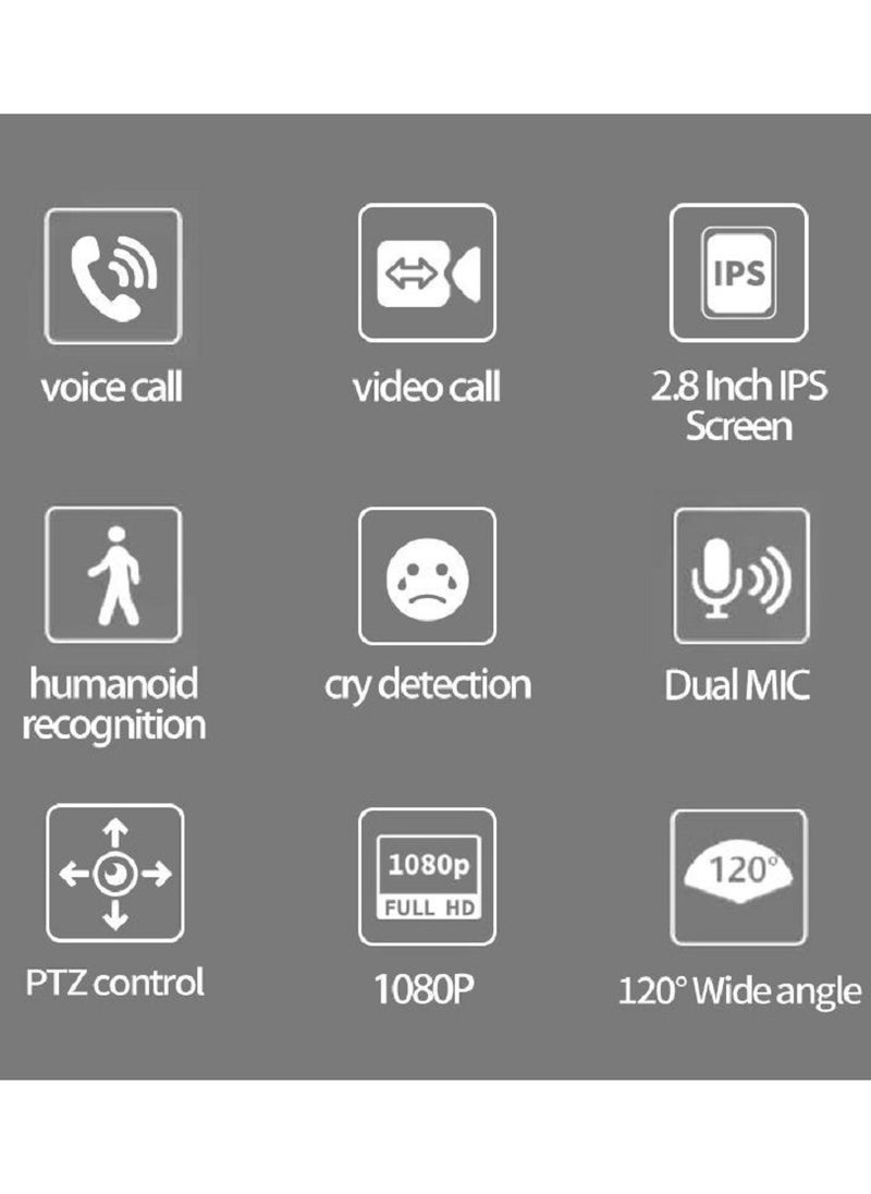 Generic - Wireless Security Camera 2 in 1 Video Call & Monitor 350° 2K WiFi Surveillance Camera Indoor Home Security Camera with HD Time Display Night Vision Smart Motion Detection for Elder Baby Pet - Image 1