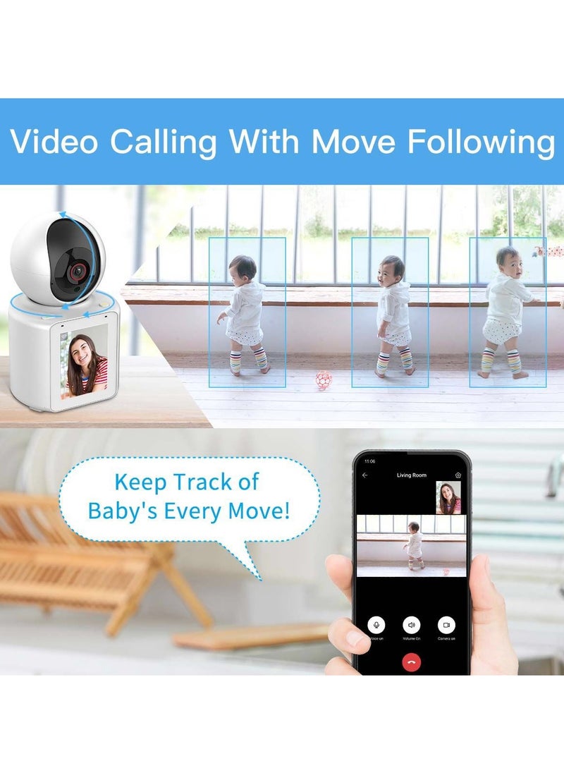Generic - Wireless Security Camera 2 in 1 Video Call & Monitor 350° 2K WiFi Surveillance Camera Indoor Home Security Camera with HD Time Display Night Vision Smart Motion Detection for Elder Baby Pet - Image 1