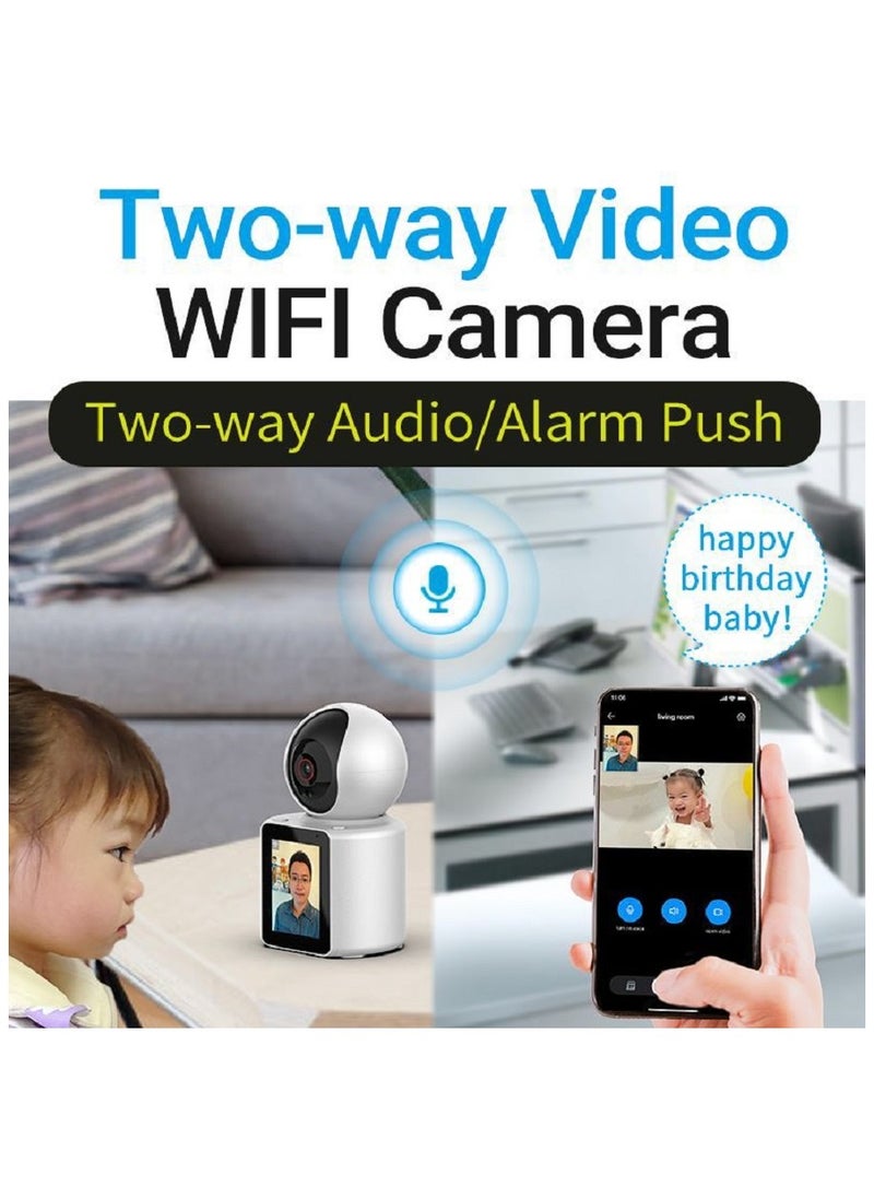 Generic - Wireless Security Camera 2 in 1 Video Call & Monitor 350° 2K WiFi Surveillance Camera Indoor Home Security Camera with HD Time Display Night Vision Smart Motion Detection for Elder Baby Pet - Image 1