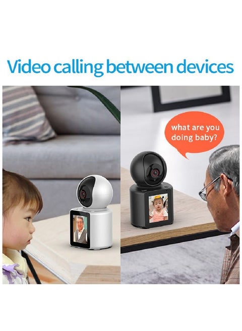 Wireless Security Camera 2 in 1 Video Call & Monitor 350° 2K WiFi Surveillance Camera Indoor Home Security Camera with HD Time Display Night Vision Smart Motion Detection for Elder Baby Pet