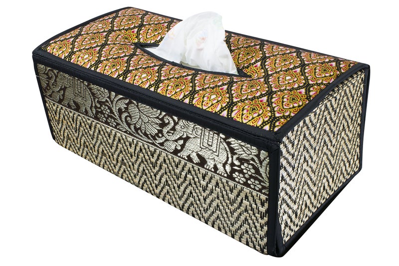 CCcollections Handmade Reed Tissue Box Cover Case - Eco-Friendly Materials (B Black) - Image 1